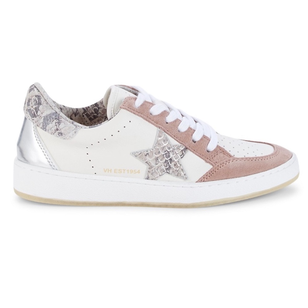 VINTAGE HAVANA Blush & White Leather Sneakers NIB